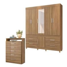 Imagem de Cômoda Triunfo E Guarda Roupa Casal Guarujá Amêndola Touch - Demóbile