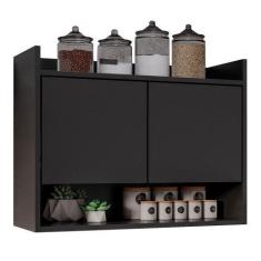 Imagem de Armário de Cozinha Aéreo 71cm 2 Portas 1 Nicho Ceci M24 Preto - Mpozen