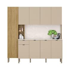 Imagem de Armário de Cozinha Compacta 9 Portas e 1 Gaveta 200cm Milla Freijó/Vanilla - Pallazio