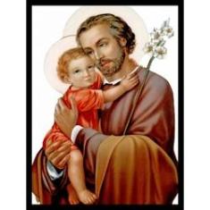 Imagem de Quadro Decorativo Religioso São José 30x40cm com Moldura e Vidro