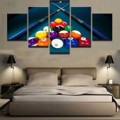 Imagem de Quadros Decorativos 5 Peças Sinuca Bilhar Bar Casino