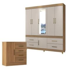 Imagem de Cômoda Montevidéu E Guarda Roupa Casal Guarujá Amêndola Off White - De