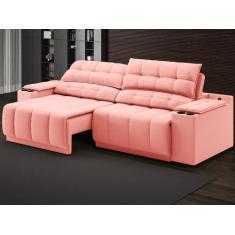 Imagem de Sofá Com Porta Copos Carregador Usb Ret Rec Samurai 2,30M Velosuede Ro