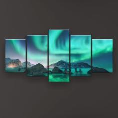 Imagem de Quadro Decorativo Aurora Boreal Verde 129x61 Sala Quarto