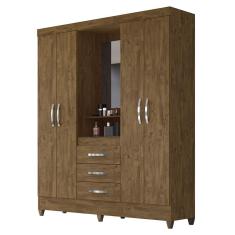 Imagem de Guarda Roupa Capri Castanho Wood 4 Portas 3 Gavetas Moval