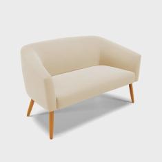 Imagem de Namoradeira 02 Lugares Stella Suede Bege Pés Palito Castanho - D'Rossi