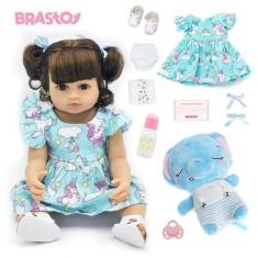 Imagem de Boneca Elefantinho 100% Silicone Bebê Reborn Com Chupeta Mamadeira E R