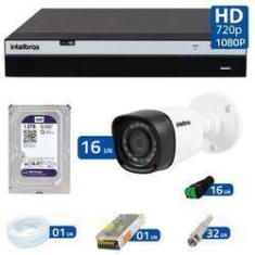 Imagem de Kit 16 Câmeras de Segurança Full HD 1080p VHD 1220B IR + DVR Intelbras Full HD + HD WD Purple 1TB + 