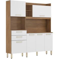 Imagem de Armário De Cozinha Demóbile Select 06 Portas 02 Gavetas Espaço Para Micro-Ondas Amendola Touch Branco