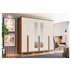 Imagem de Guarda Roupa Casal Ambiente Andréas 6 Portas Nature Off White com Espelho - Henn