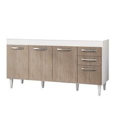 Imagem de Balcão Gabinete de Pia Áustria 160cm 04 Portas 02 Gavetas Branco/Castanho - Lumil Móveis