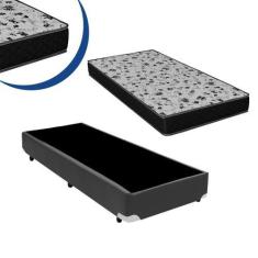 Imagem de Cama Box Solteiro Colchão Espuma D33 Bordado + Box Cinza 56X78x188 - L
