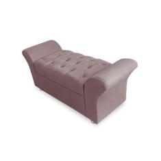 Imagem de Recamier Calçadeira Baú Estofado Veneza King 195 Cm Suede Rose - Incas