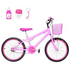 Imagem de Bicicleta Infantil Feminina Aro 20+Kit Passeio Rosa e Pink