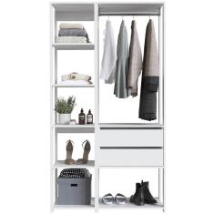 Imagem de Guarda Roupa Closet 2 Pecas Cabideiro Gaveta Branco Prodecor Com Nichos Modulos Easy Multiuso