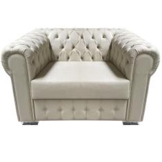 Imagem de Sofá Chesterfield Capitonado em material sintético Bege - 1 Lugar - Su