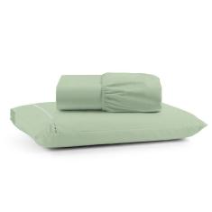 Imagem de Jogo De Lençol Luiza Solteiro 2 Pçs Percal 100% Algodão 180 Fios Ponto Palito - Verde