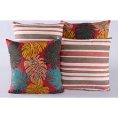 Imagem de Kit Com 4 Capas Para Almofadas Decorativas De Sofá 40x40 Vermelho