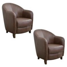 Imagem de Kit 2 Poltronas Kairós com Pés Madeira Couro Caramelo