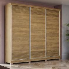 Imagem de Guarda-roupa Casal 100% Mdf Kappesberg C/pés 3 Portas De Correr 6 Gavetas Nogueira