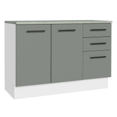 Imagem de Balcão De Pia Cozinha 2 Portas E 3 Gavetas (com Tampo) Branco/cinza Agata Madesa Branco/cinza