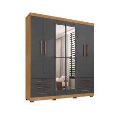 Imagem de Guarda Roupa De Casal 6 Portas E 6 Gavetas Com Espelho Durham - Carval