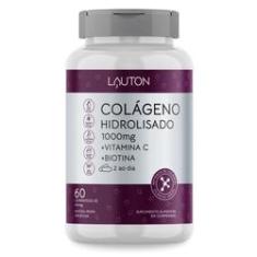 Imagem de Colageno Hidrolisado 1000mg com Vitamina C + Biotina - 60 comprimidos Fórmula Concentrada Lauton
