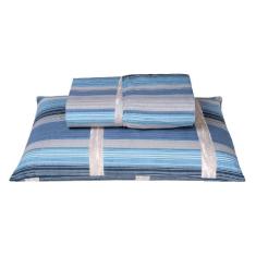 Imagem de Jogo De Lençol Solteiro 180 Fios Azul Listrado 2 Peças