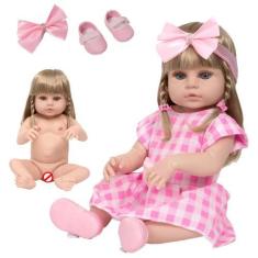 Imagem de Boneca Reborn Loira Barbie Gatinha Corpo De Vinil Infantil - Cegonha R
