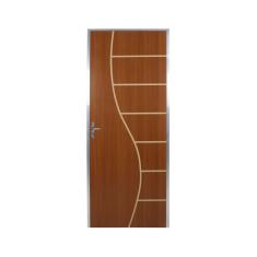 Imagem de Kit Porta de Madeira Decorada 212x95cm com Batente de Aluminio 3,6cm Cantareira MGM Mogno