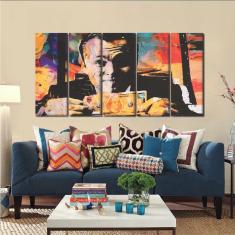 Imagem de Quadro Decorativo Lobo Wall Street 5 peças 140x65 5 peças