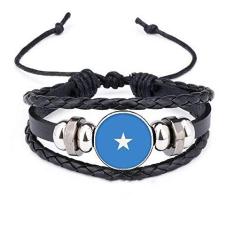 Imagem de DIYthinker Pulseira de couro trançado com contas da bandeira nacional da África da Somali