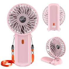 Imagem de Ventilador portátil, mini ventilador de mão, ventilador pessoal pequeno de resfriamento de 6-15H, mini ventilador de mesa dobrável de 180° com 4 velocidades silenciosas, ventilador de pescoço com