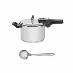 Imagem de Panela de Pressão 4,5L Aço Inox Brava + Concha Inox Extrata - Tramontina