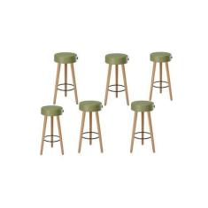 Imagem de Kit 6 Banquetas Banco Alto Londres material sintético Bar Cozinha Pés 