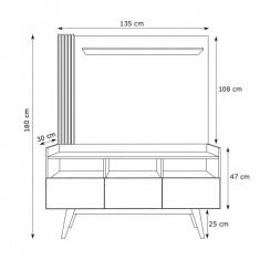 Imagem de Estante Home Para Tv Até 50 Polegadas 3 Portas 3 Nichos Vitrola Estilare