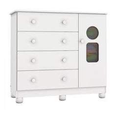 Imagem de Cômoda de Bebê 1 Porta 4 Gavetas Tedy Móveis Peroba  Brilho