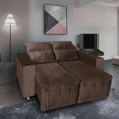 Imagem de Sofá Retrátil E Reclinável 2 Lugares Madri Suede 1,60m - Star Confort Café