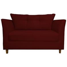Imagem de Namoradeira Decorativa Isis Pés Trapézio Suede Bordô - DS Estofados