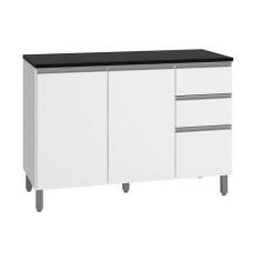 Imagem de Balcão De Pia Flex 120cm Com 3 Portas E Tampo Evidence Cor Branco Poli