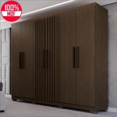 Imagem de Guarda-Roupa De Casal 100% Mdf 6 Portas 4 Gavetas Valencia Ripado - Tu