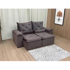 Imagem de Sofá Retrátil Reclinável 2,00 M Marrom 500 Athenas Premium - Alpoim