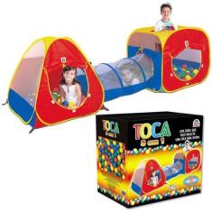 Imagem de Toca Infantil 3 Em 1 Com Tunel Barraca Infantil Com Bolinhas - Braskit