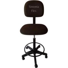 Imagem de Cadeira Caixa Alta Aro E Rodízio Preto Pra Recpçao Balcao - Sintonia F