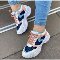 Imagem de Tênis Feminino Sneaker Flatform Academia Leve Branco E Colorido  - Zio
