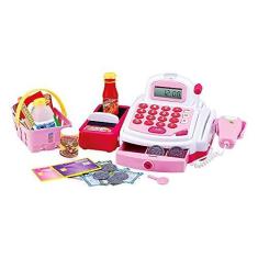 Imagem de Caixa Registradora com Luz Som e Acessórios 24 Peças Rosa, DM Toys
