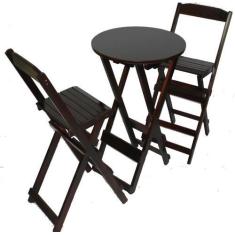 Imagem de Jogo Conjunto Dobrável Bistrô 1 Mesa Alta e 2 Banquetas em Madeira Mac