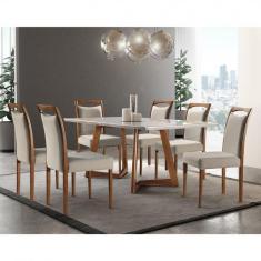 Conjunto De Mesa Madeira Maciça Com 6 Cadeiras União - Mel