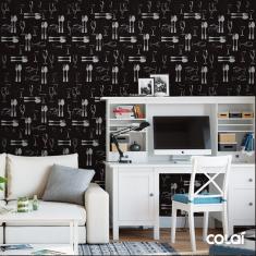 Imagem de Papel De Parede Lavável Talheres Com Fundo  12M
