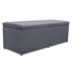 Imagem de Recamier Baú Mavi 90cm Tecido Suede Cinza - Srj Imóveis